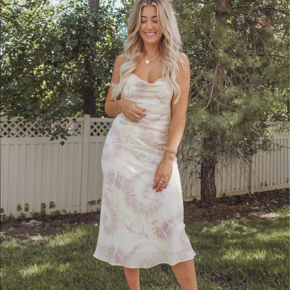 Tie dye silk midi dress